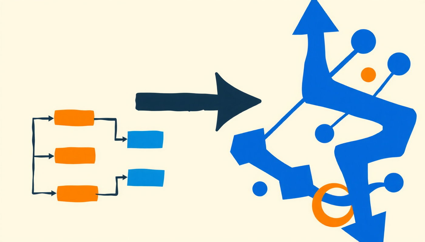 Side-by-side algorithm flowcharts with simple and complex designs in blue and teal.