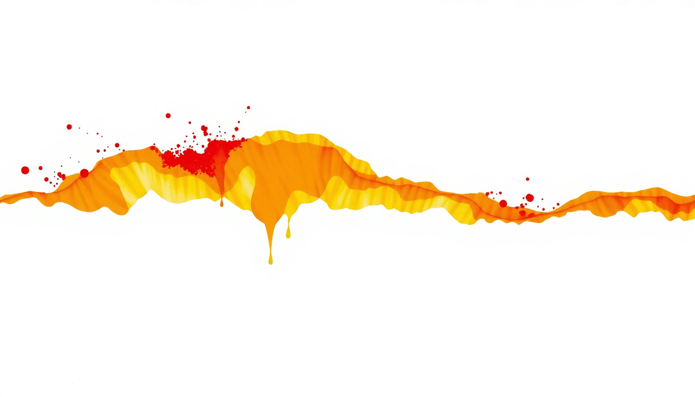 Glowing amber waveform with luminous particles in dark space.