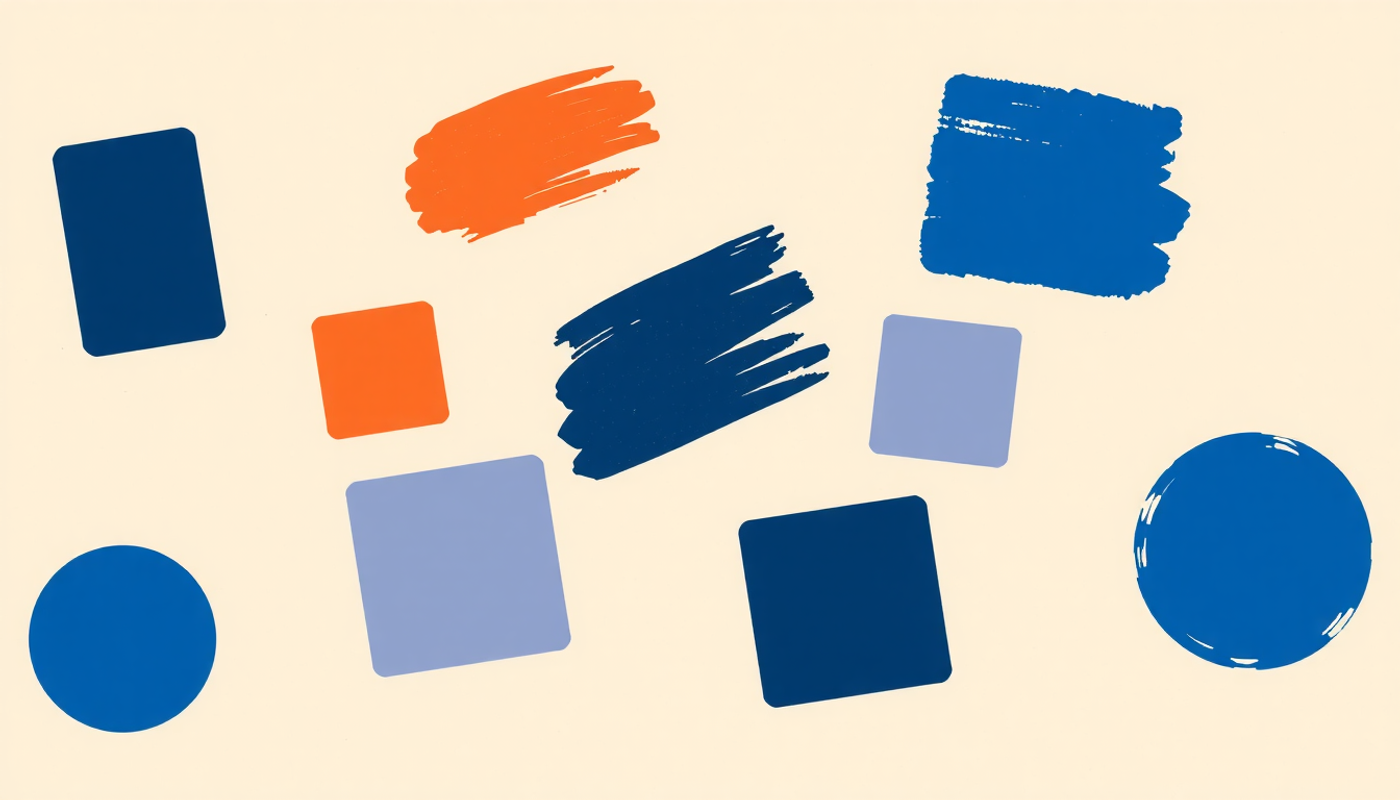 Nine abstract app icons in pastel colors on a gradient background.