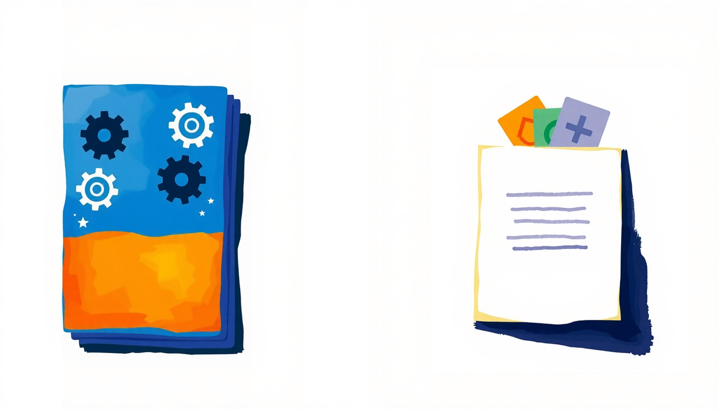 Side-by-side comparison of vintage card deck and colorful flashcards.
