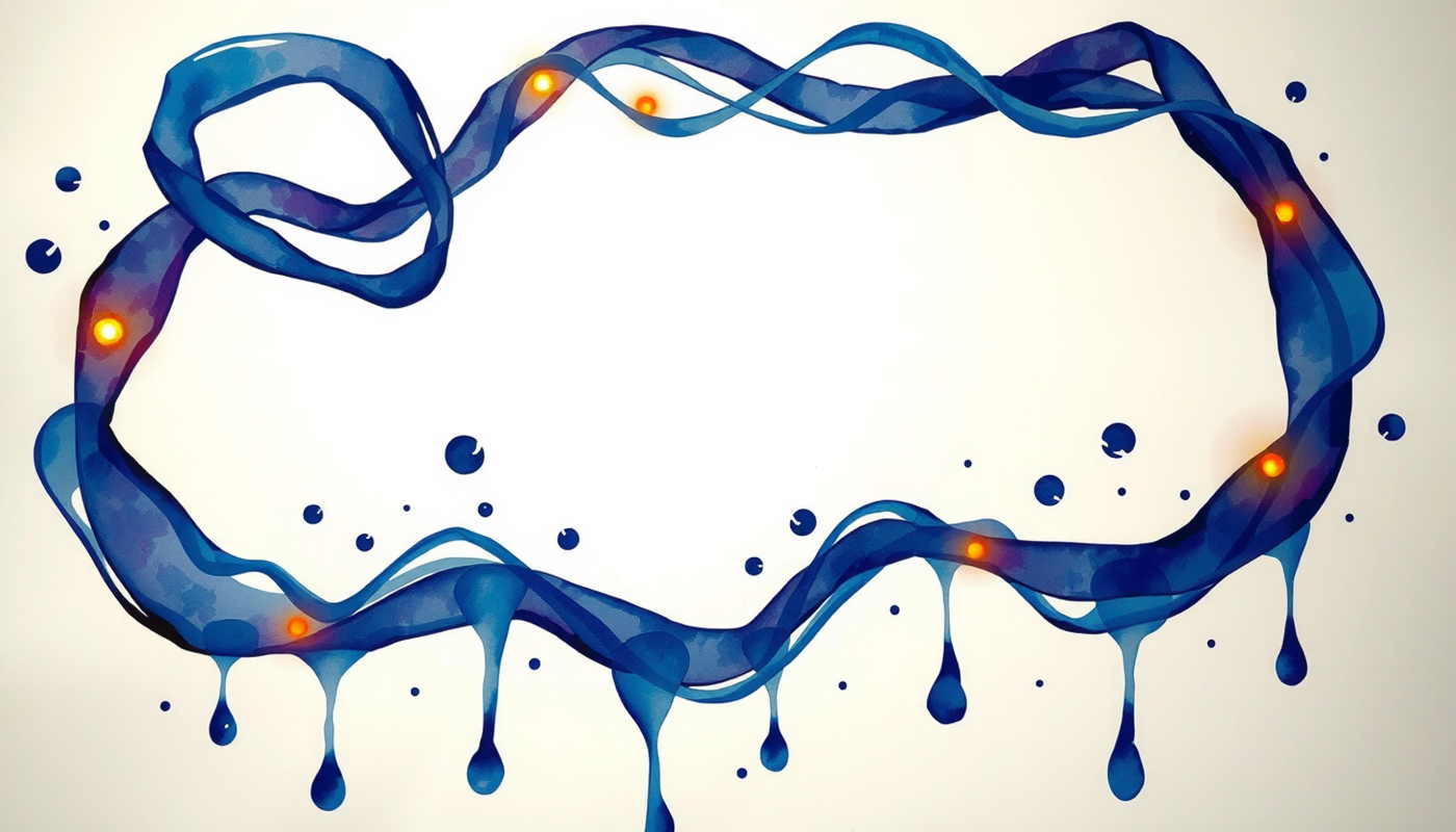 Abstract macro visualization of glowing indigo and violet biological feedback loops.