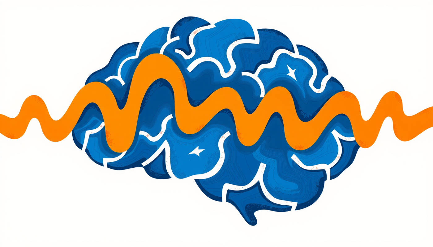 Abstract brain wave visualization during sleep with oscillations and spindles.
