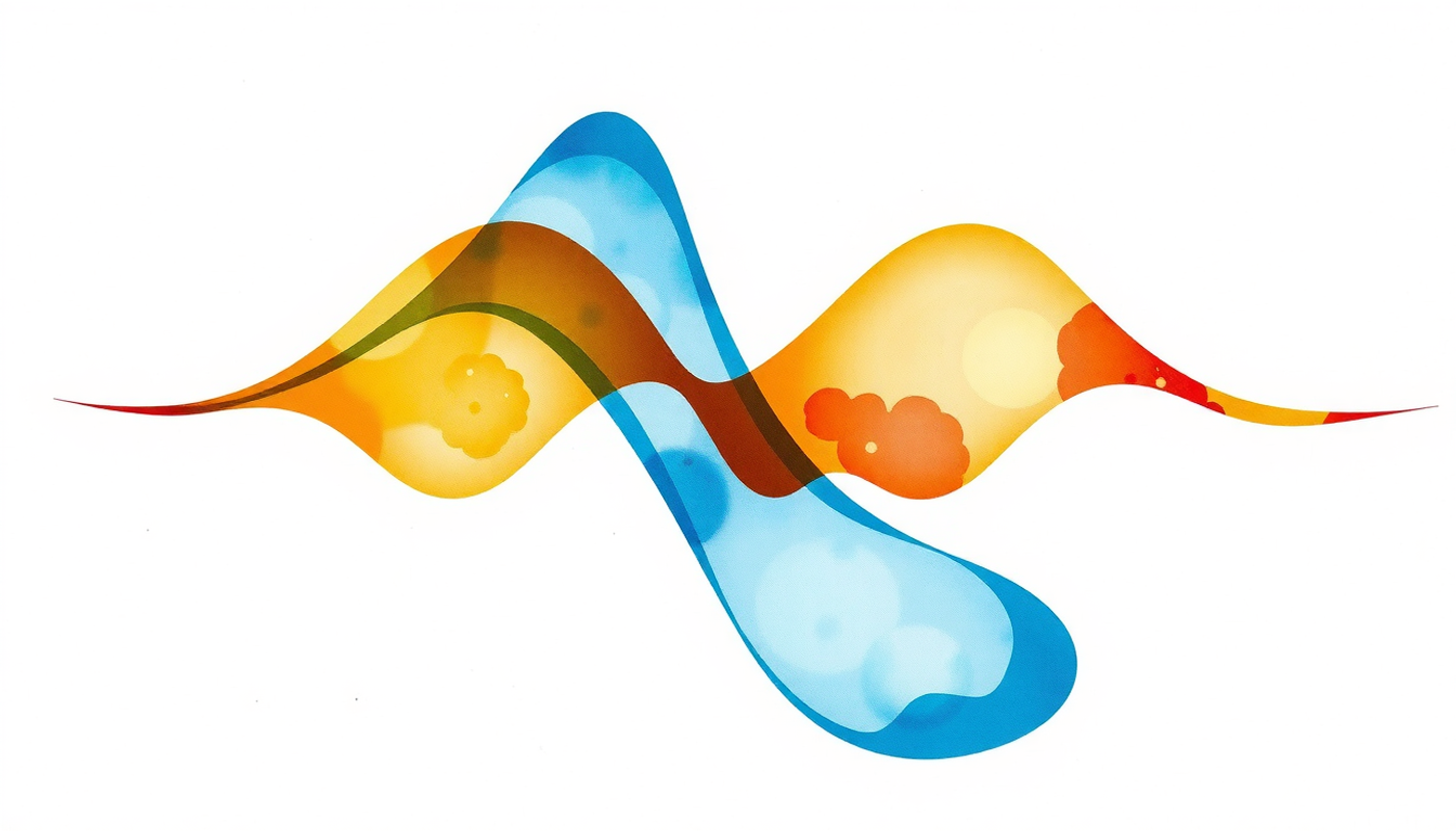 Abstract visualization of overlapping brain signal waves in blue and gold.