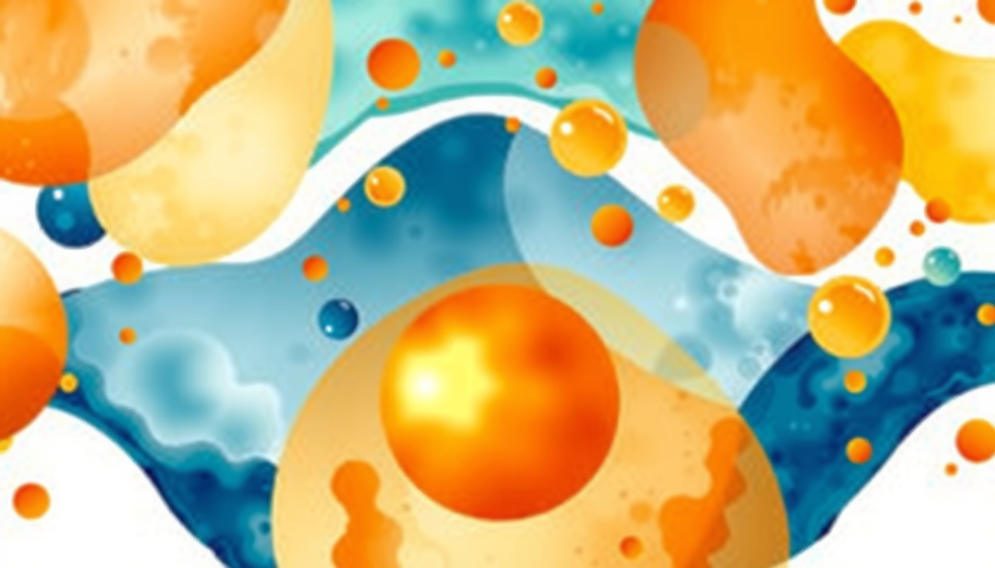 Translucent bubbles and sound waves collide in vibrant chaos.