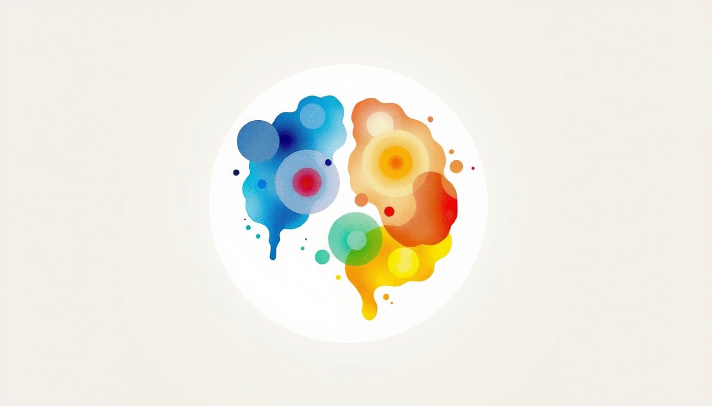 Abstract brain shape with gradient colors representing cognitive energy cycles.