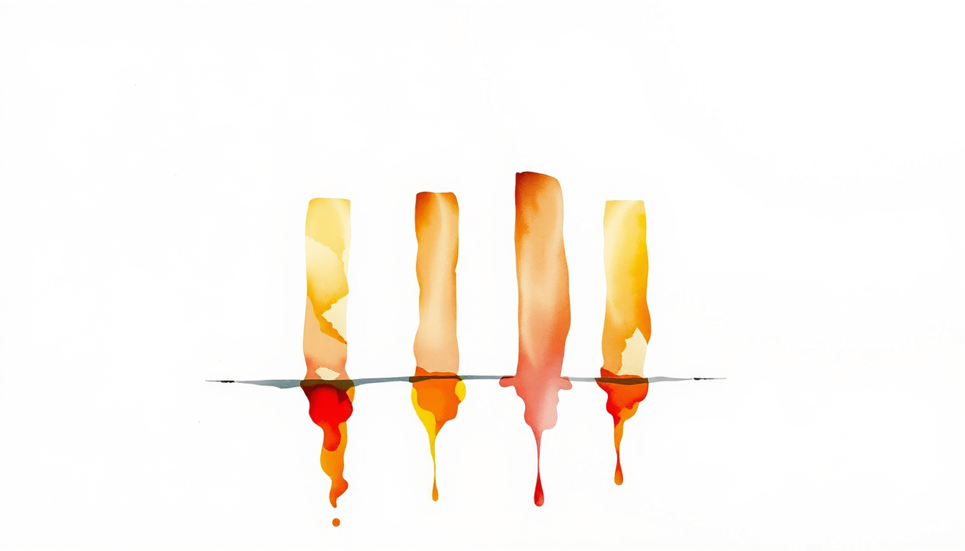 Abstract data visualization with colorful vertical bars on a dark surface.