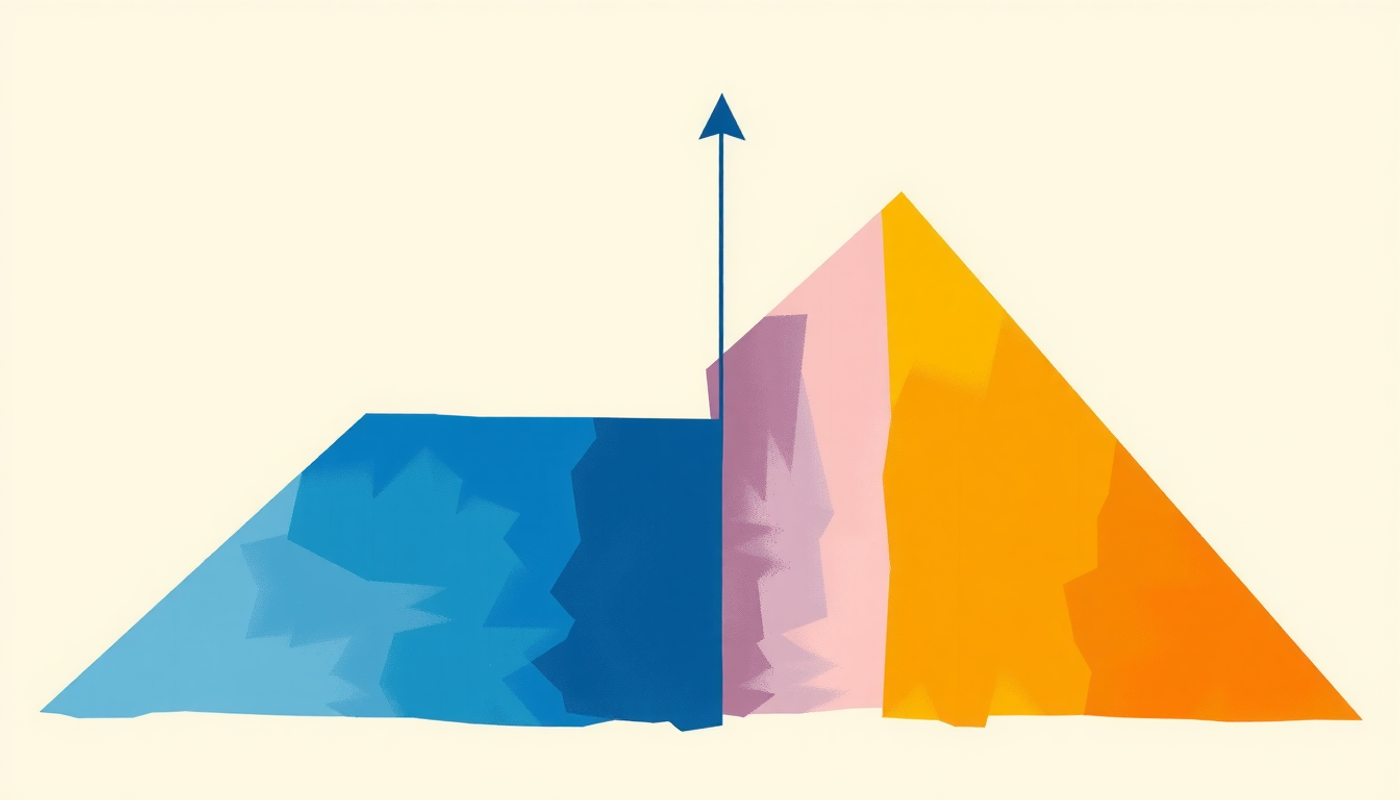 Abstract timeline diagram comparing current and new exam versions.