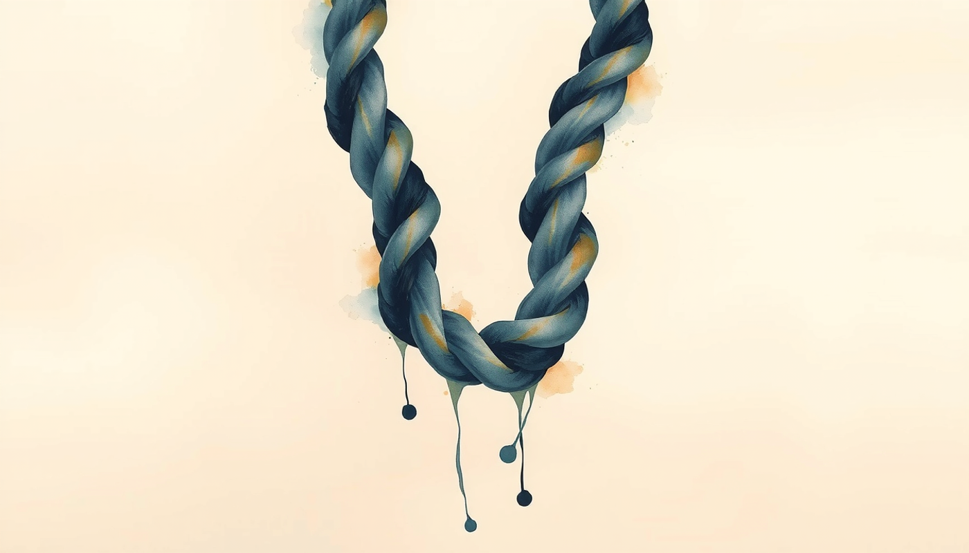 Thick braided cable severed in dark space with glowing fibers.