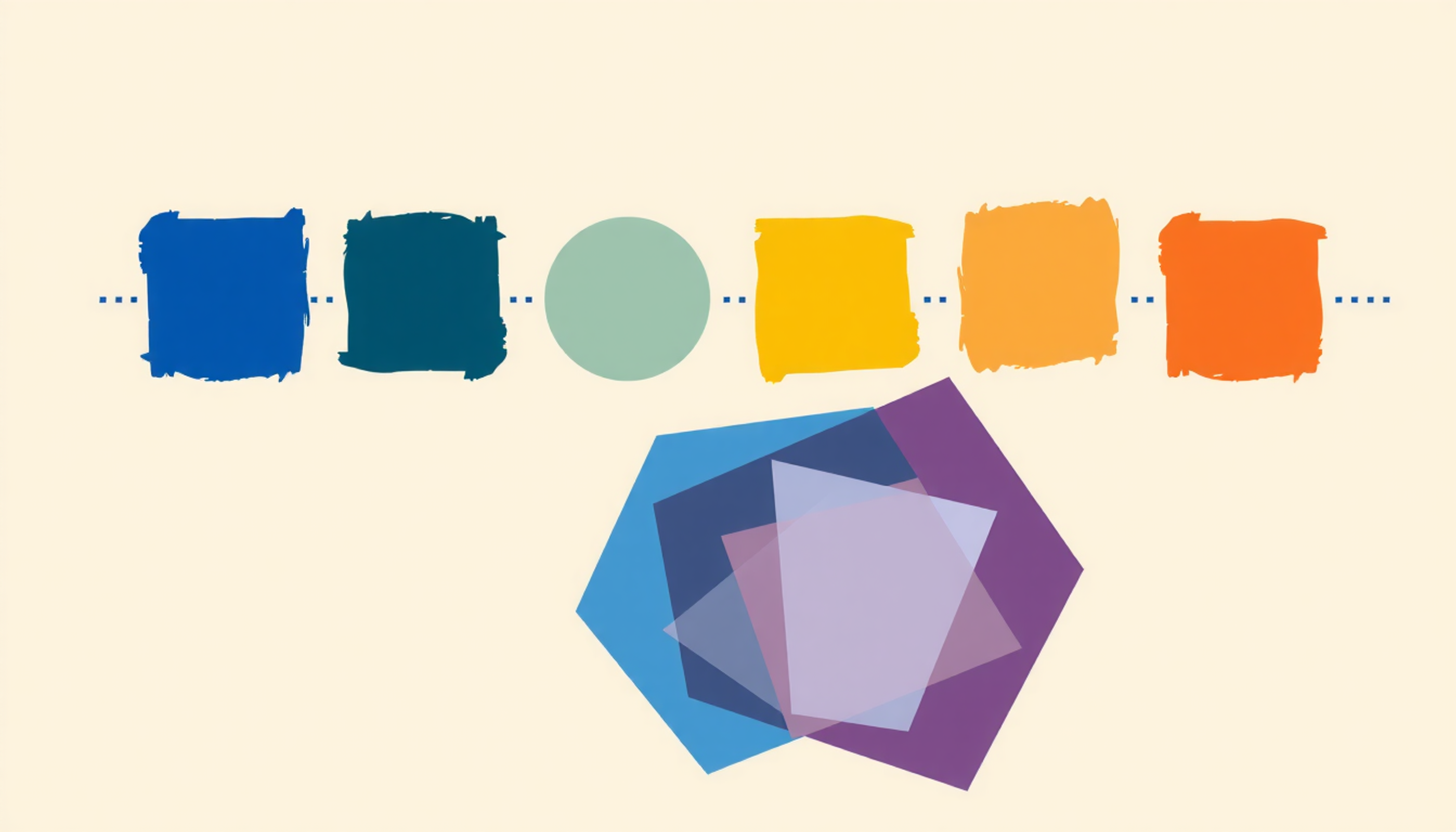 Eight colorful flashcard icons above a stylized geometric brain graphic.