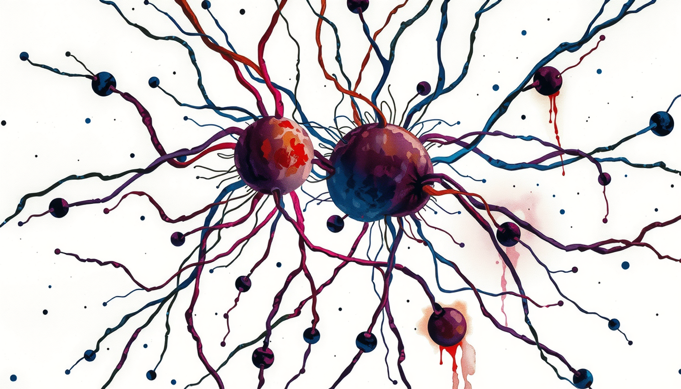 Glowing indigo and violet filaments forming a complex, fading network.