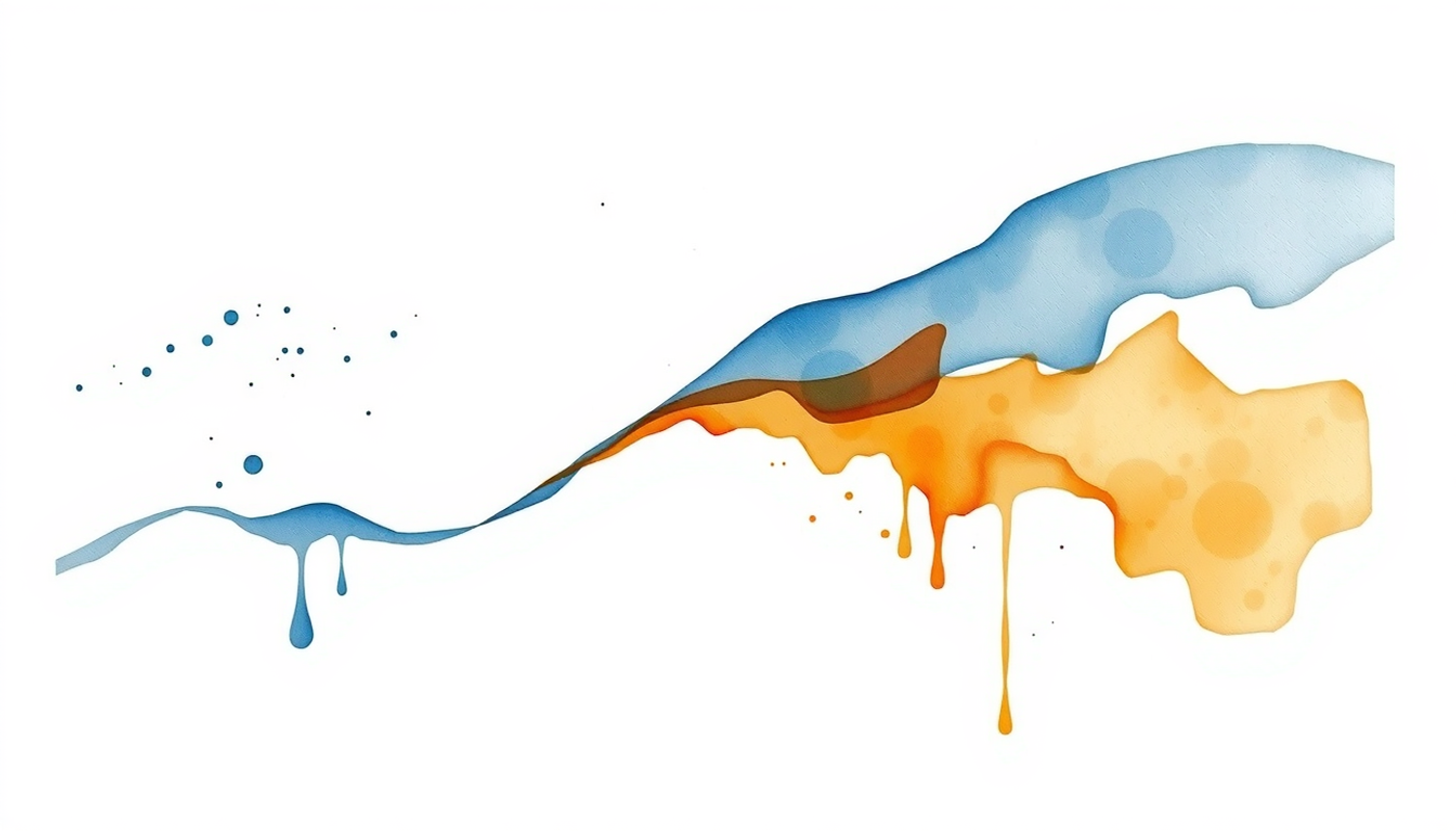 Glowing abstract growth curve in indigo and amber tones.