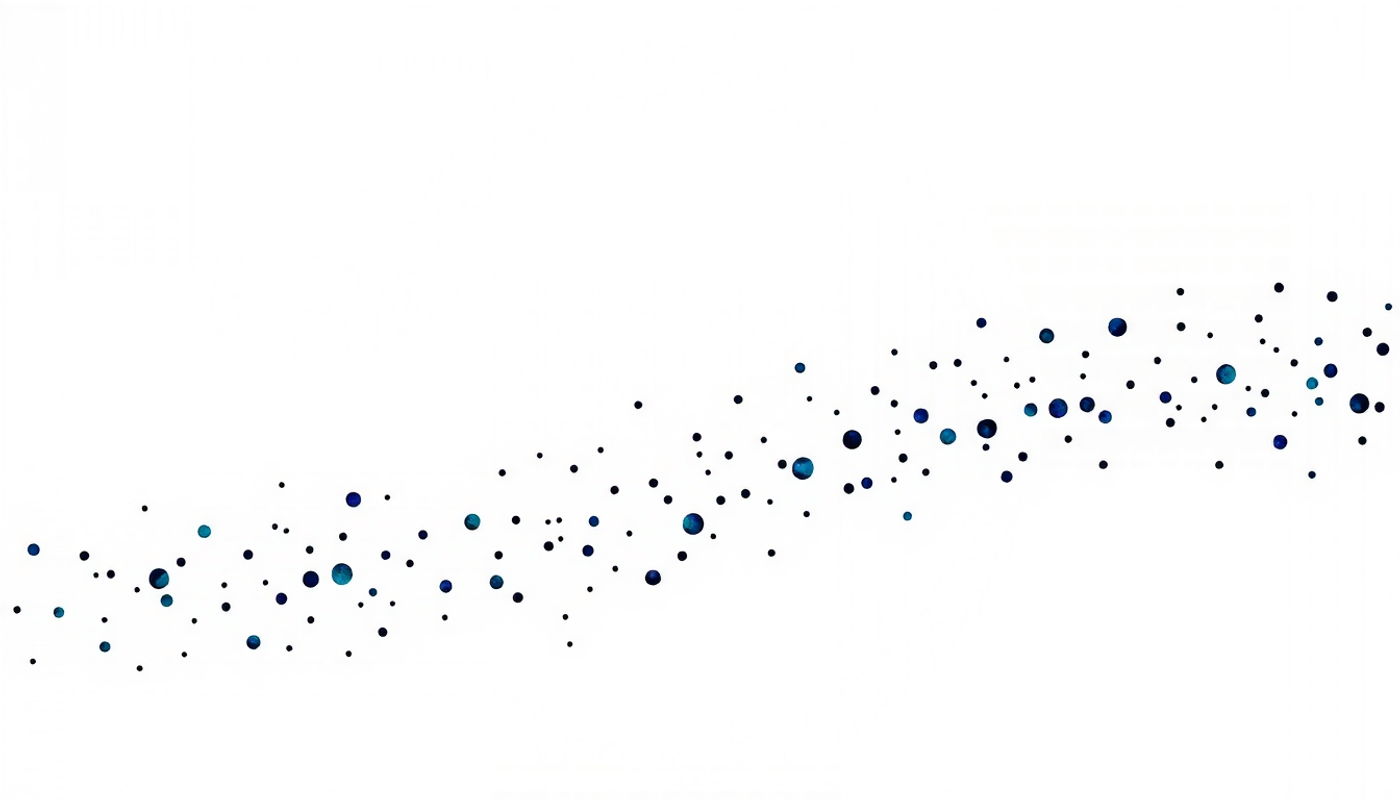 Abstract indigo dots on textured cream paper with soft diagonal band.
