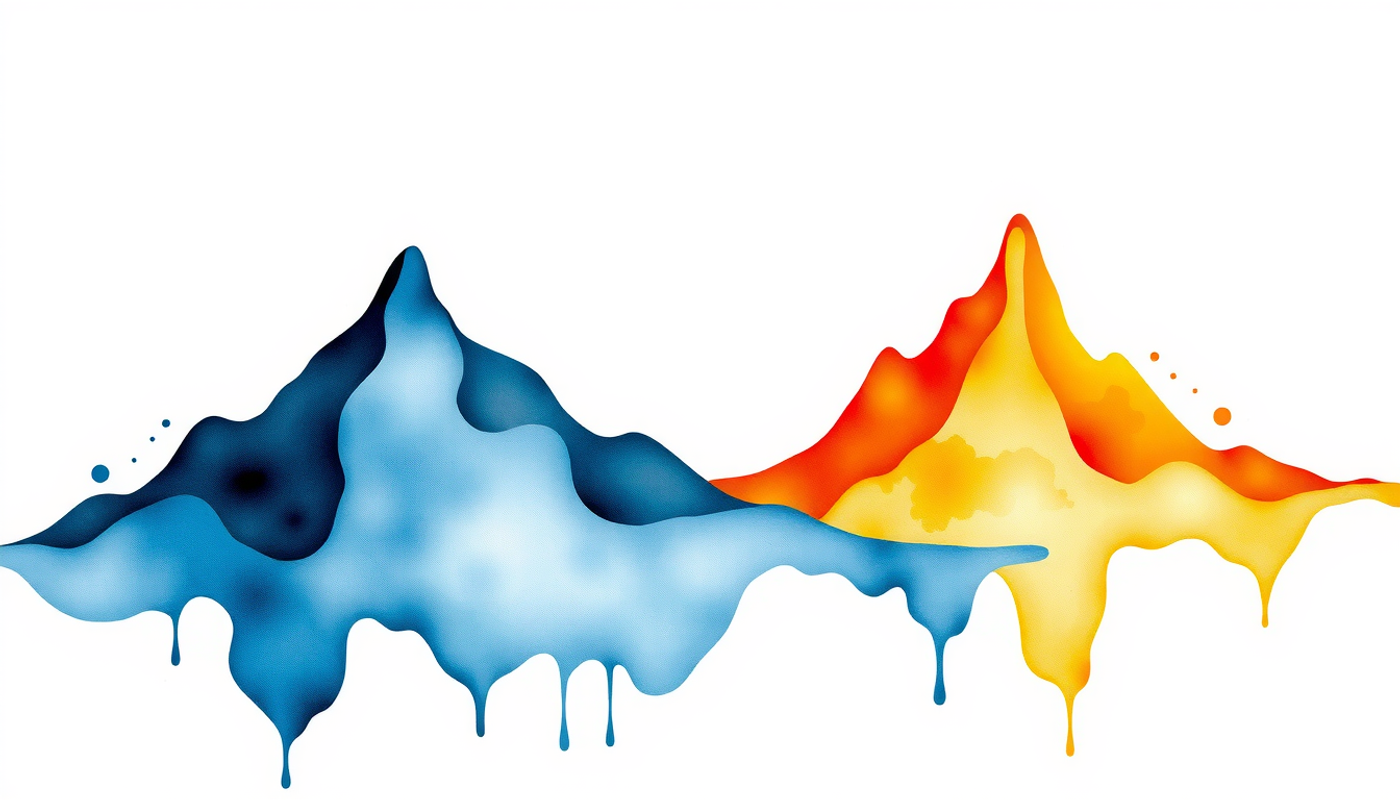 Abstract landscape depicting two valleys in a mathematical surface.