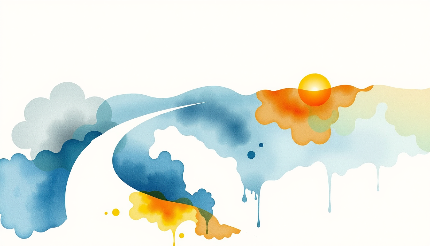 Abstract landscape with a clear path fading into misty uncertainty.