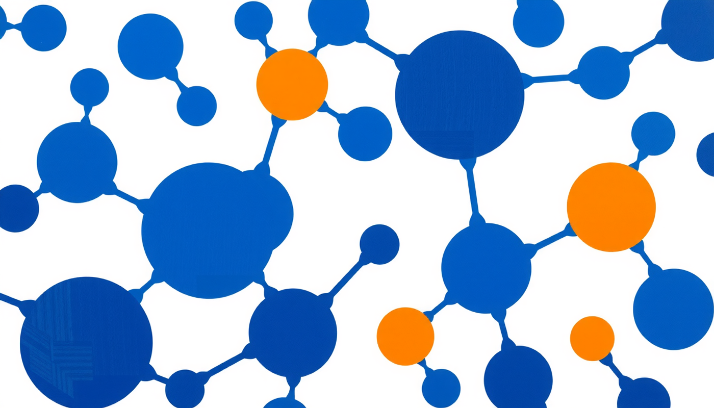 Colorful abstract diagram of metabolic pathways with glowing nodes.