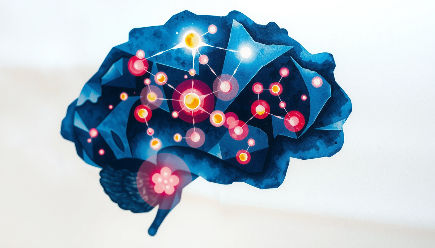 Glowing neural network within a dark translucent brain shape.