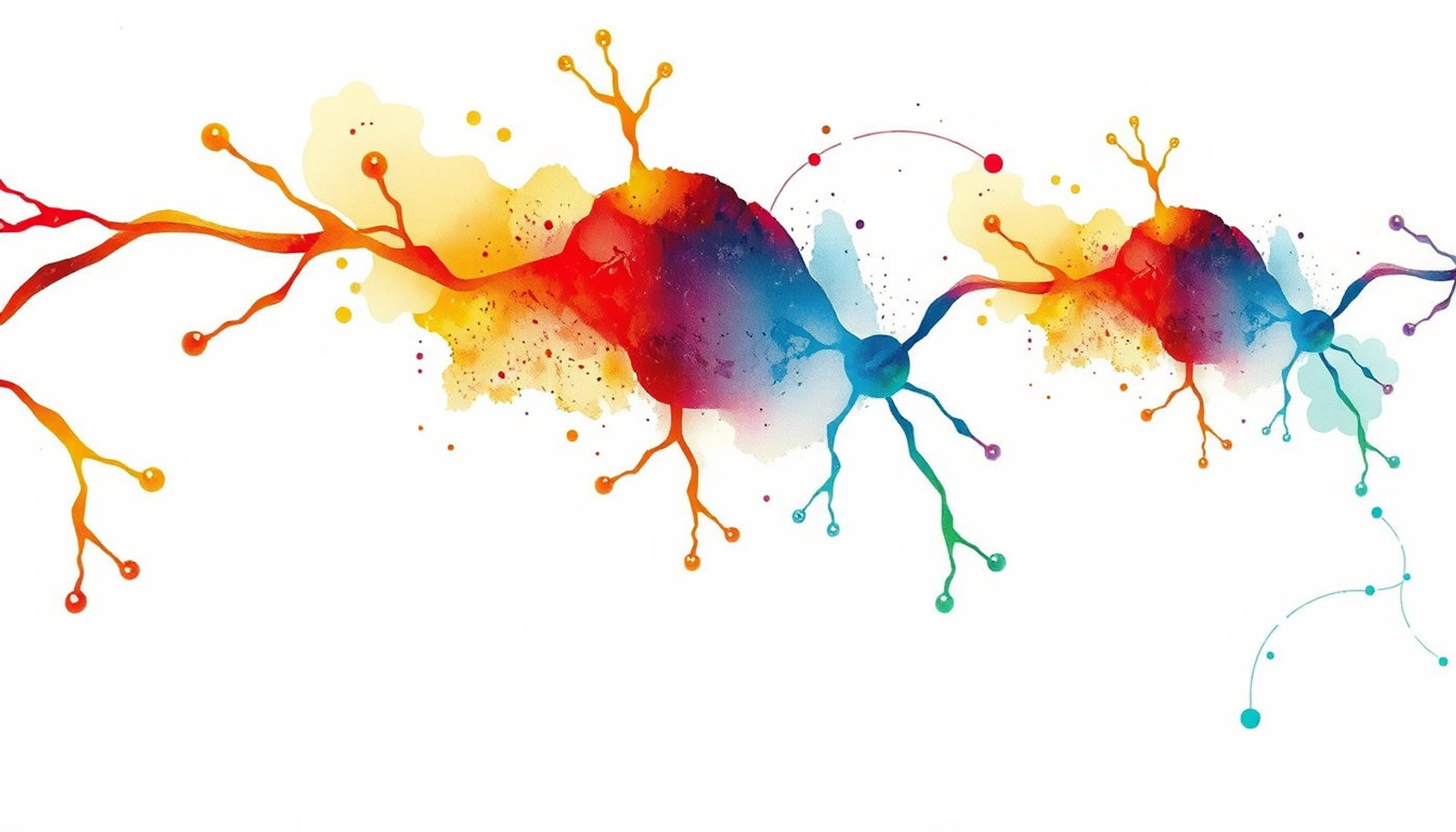 Diverging neural pathways with glowing and flickering effects on indigo.