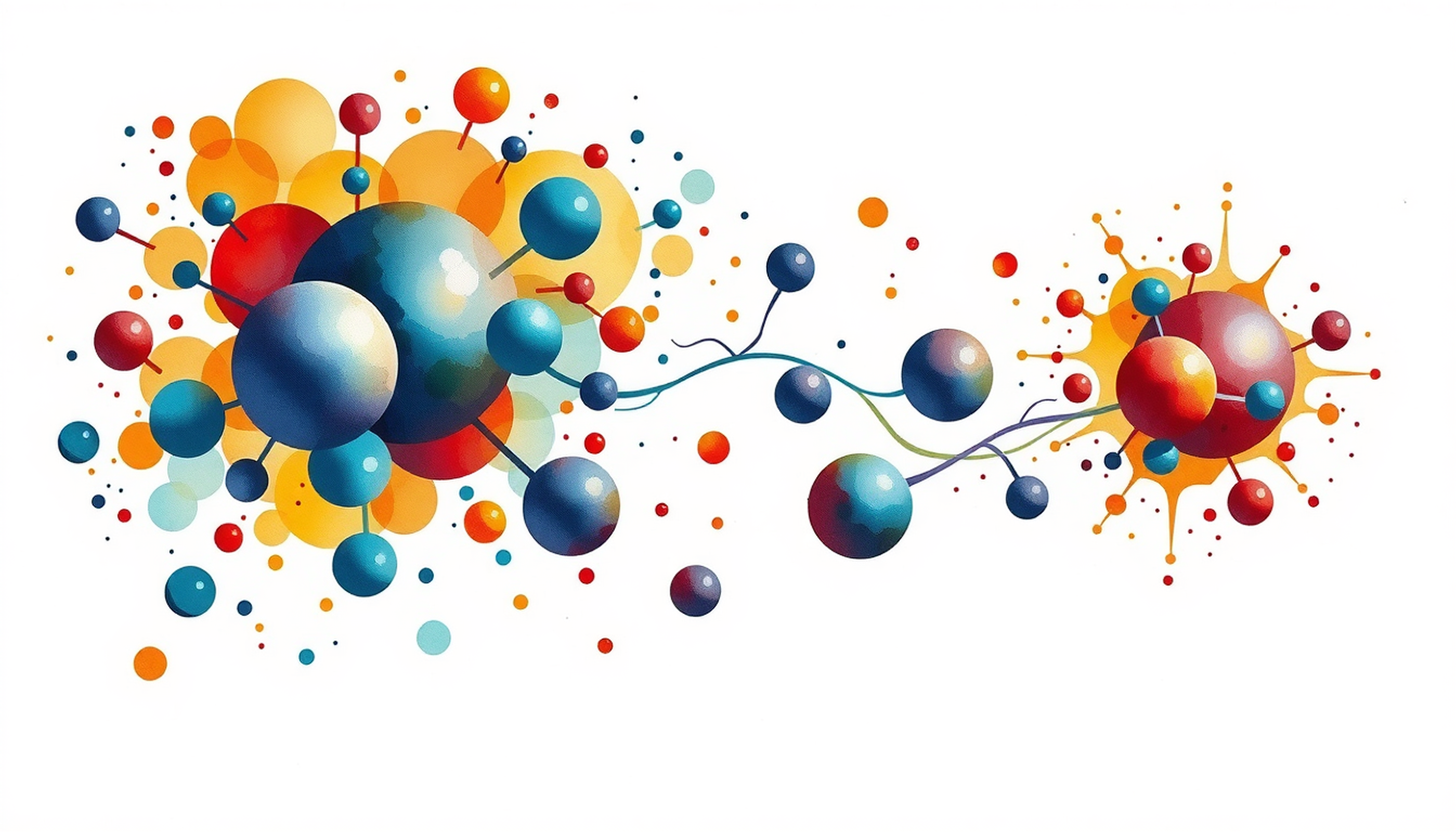 Colorful neurotransmitter molecules flowing through neural pathways, symbolizing youth.