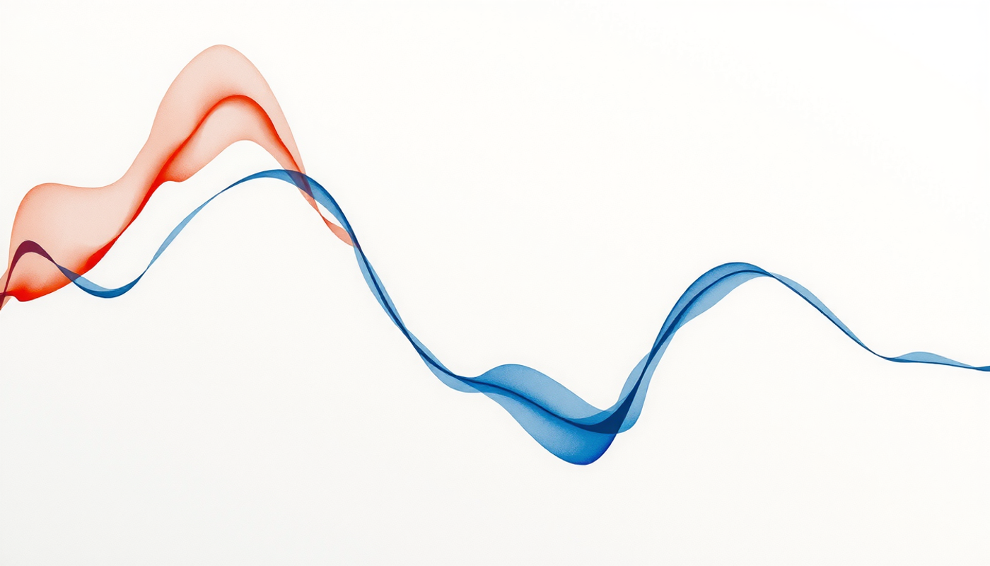 Signal waveform with ghost duplicate diverging on dark grid.