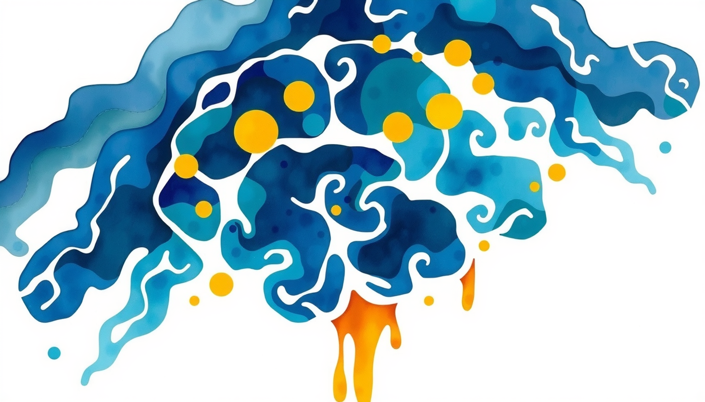 Abstract sleeping brain with light waves illustrating neural consolidation.