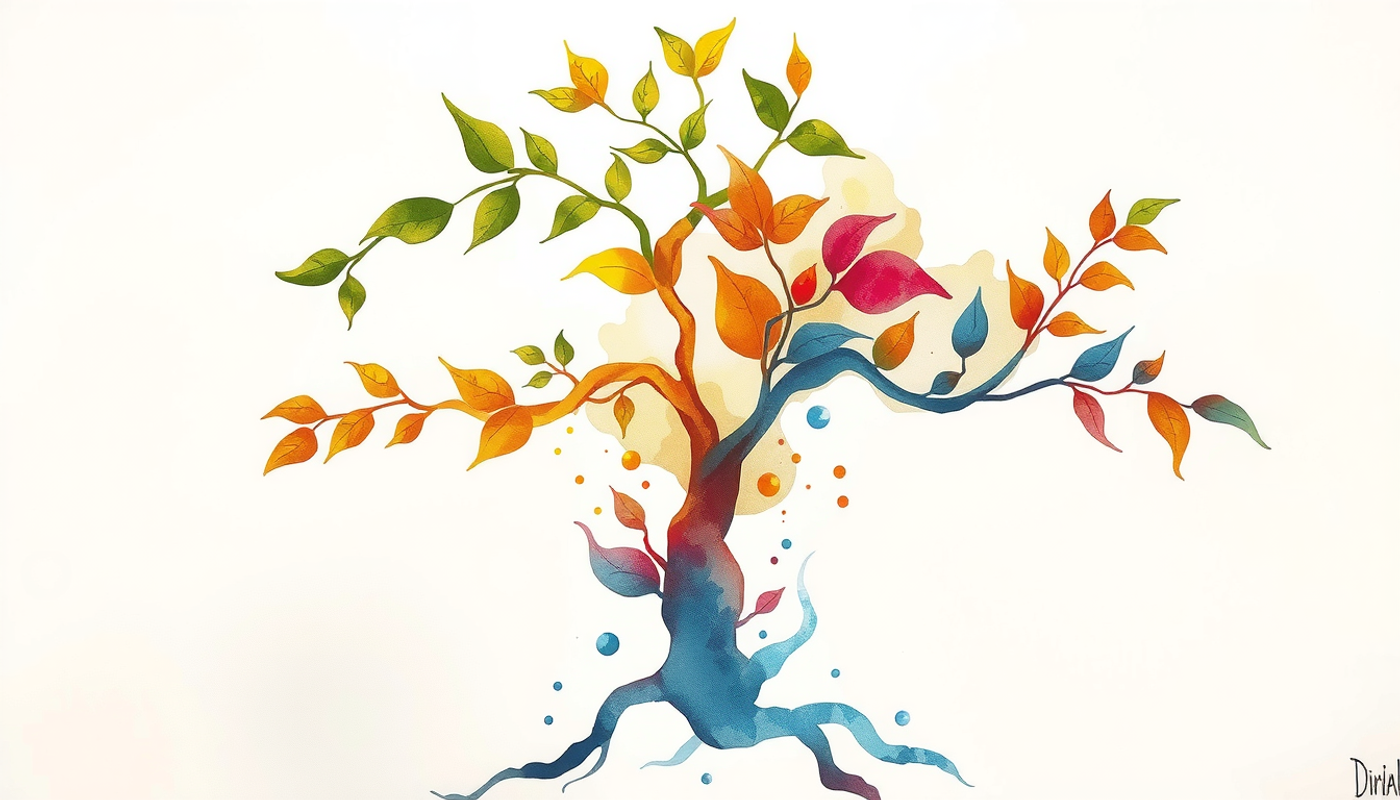 Abstract tree diagram depicting various learning techniques with highlighted production branch.