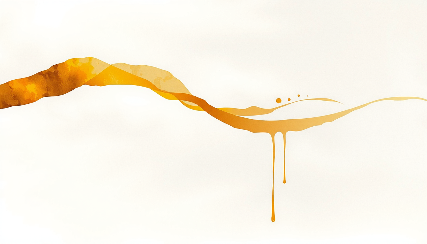 Overlapping gold and grey trails on a deep charcoal background.