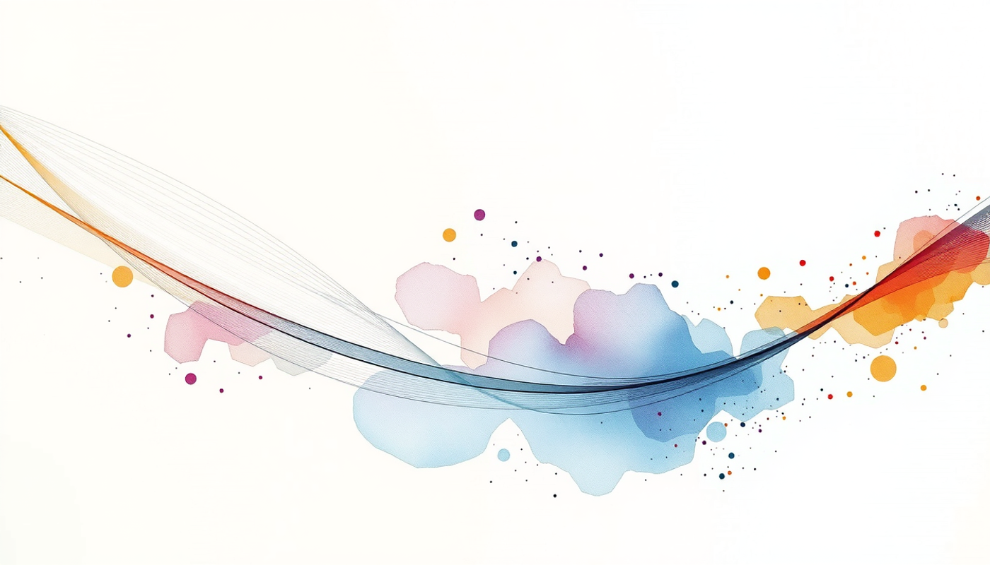 Abstract composition of flowing light threads in indigo and violet.