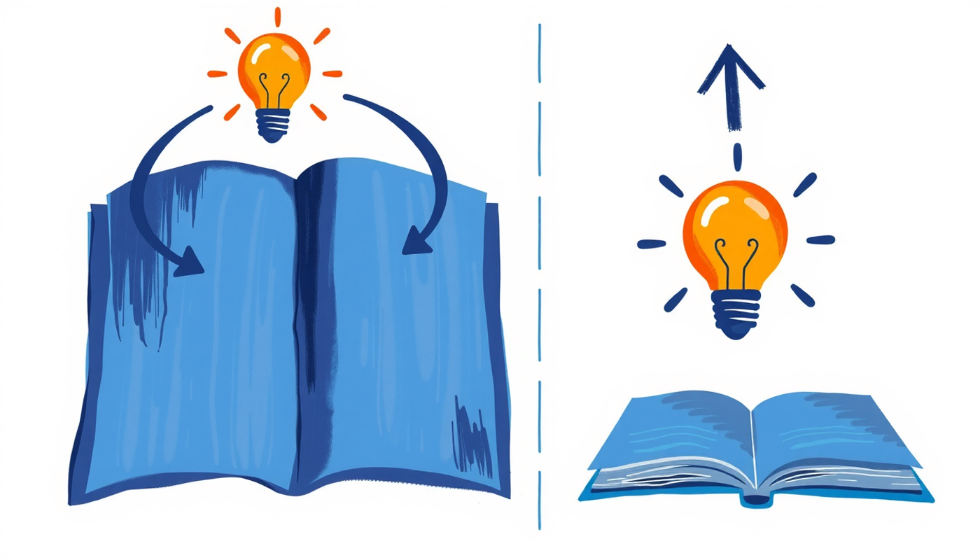 Active learning versus passive consumption: glowing vs. dim lightbulb concepts.