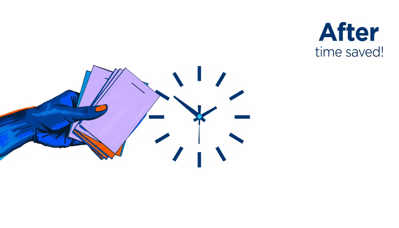 Comparison of manual flashcard creation vs instant generation, highlighting time saved.