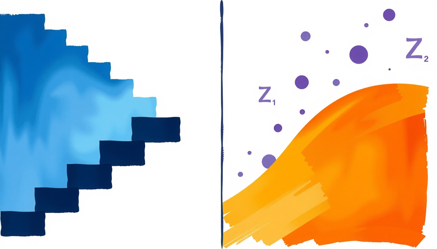 Comparison of old rigid staircase vs. new adaptive algorithm curve.