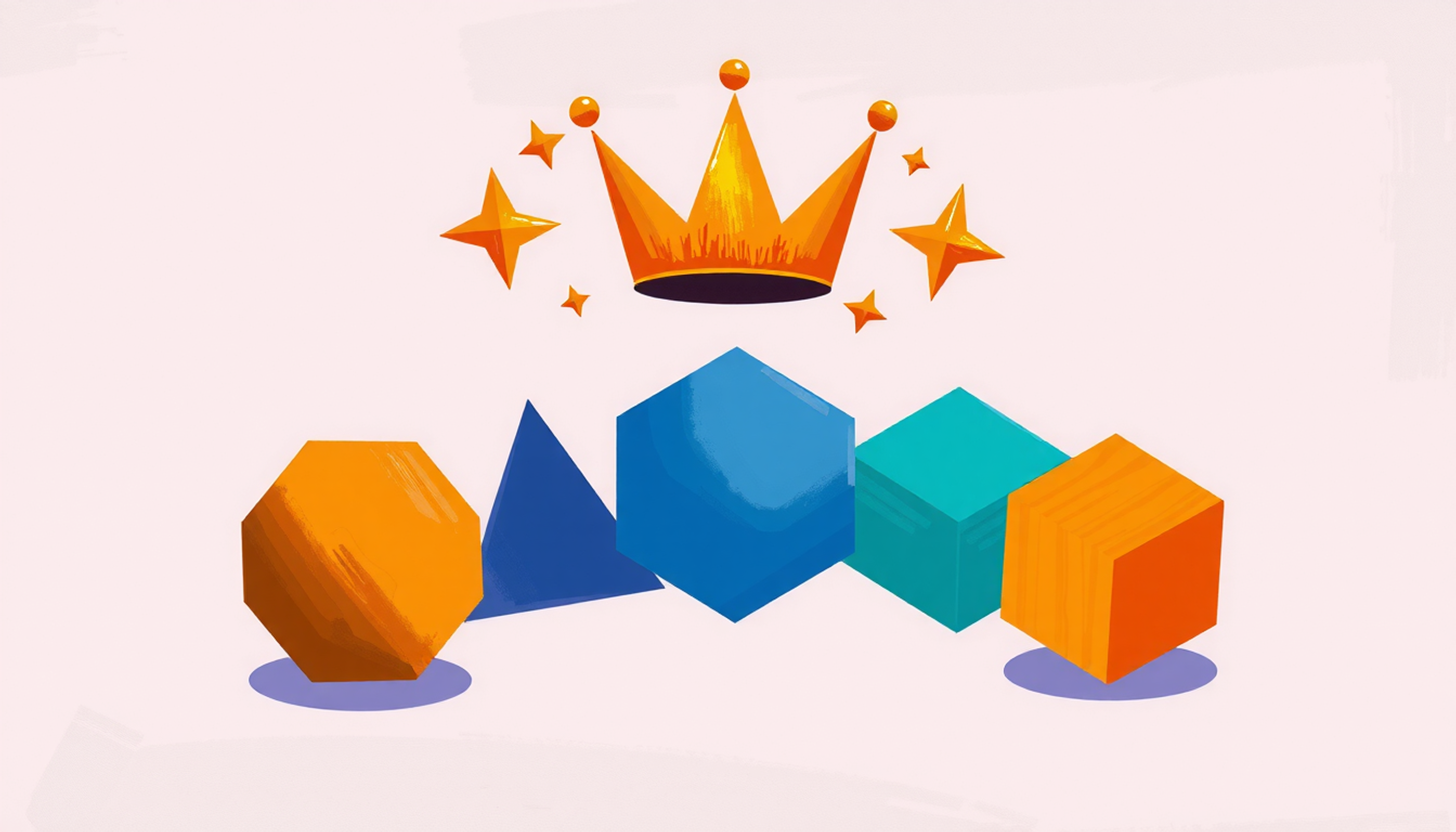 Interconnected geometric shapes representing algorithms in a digital arena.