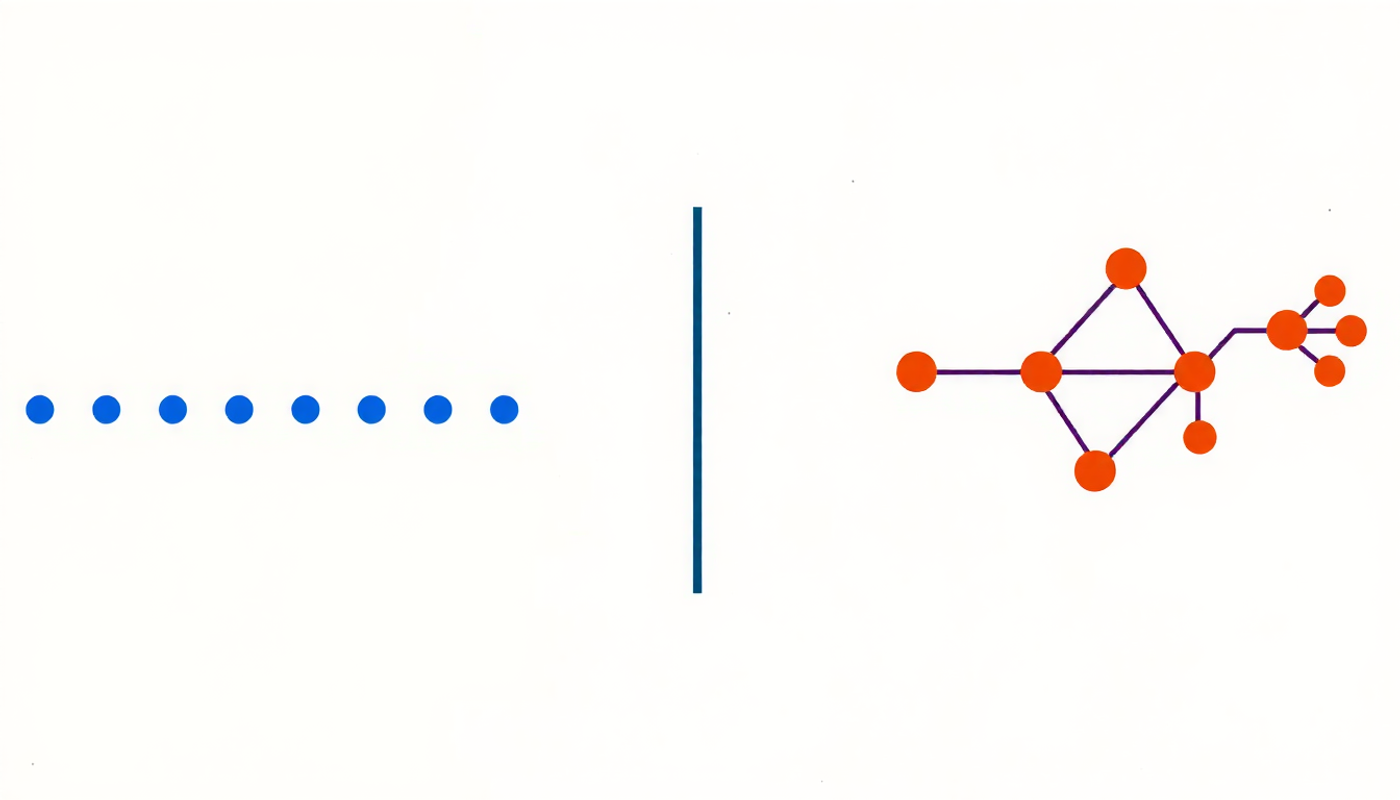 Abstract comparison of linear progression and adaptive tree algorithms.