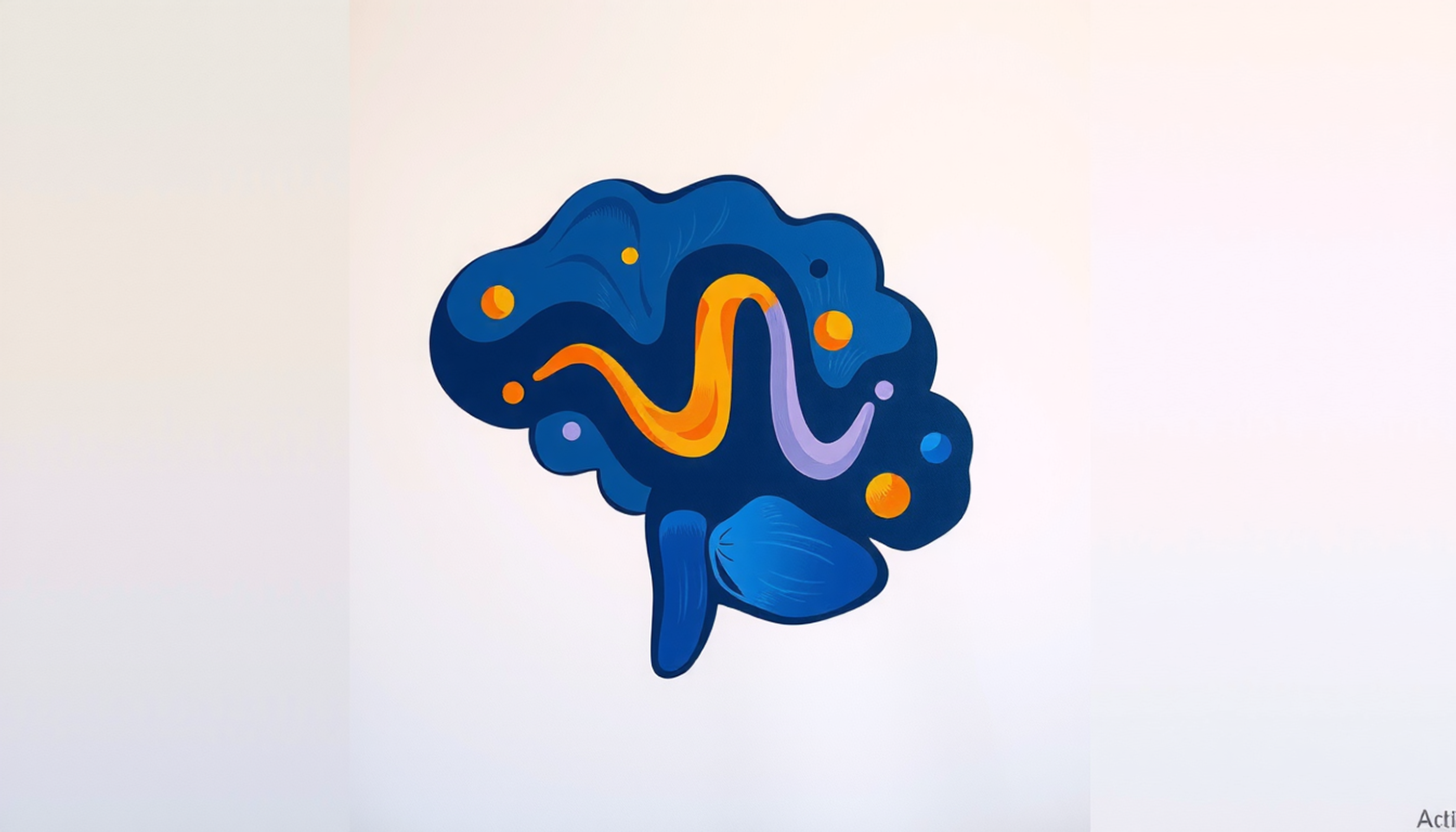 Alpha waves as gates in the brain, illuminated pathways in deep blue.