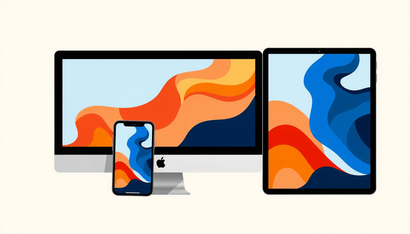 Multiple Apple devices displaying Mindomax with synced progress on a white background.