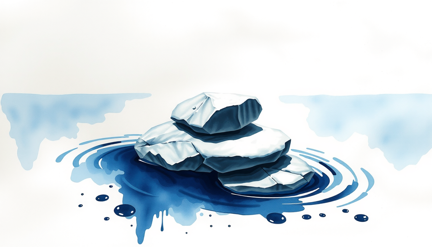 Three ascending stepping stones over a calm reflective pool, symbolizing study progression.