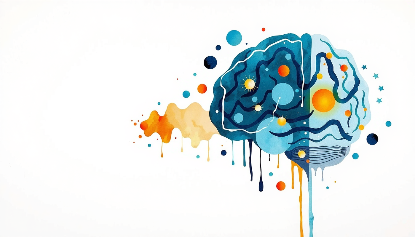 Maze with bioluminescent path beside a sleeping brain's flickering hippocampus.