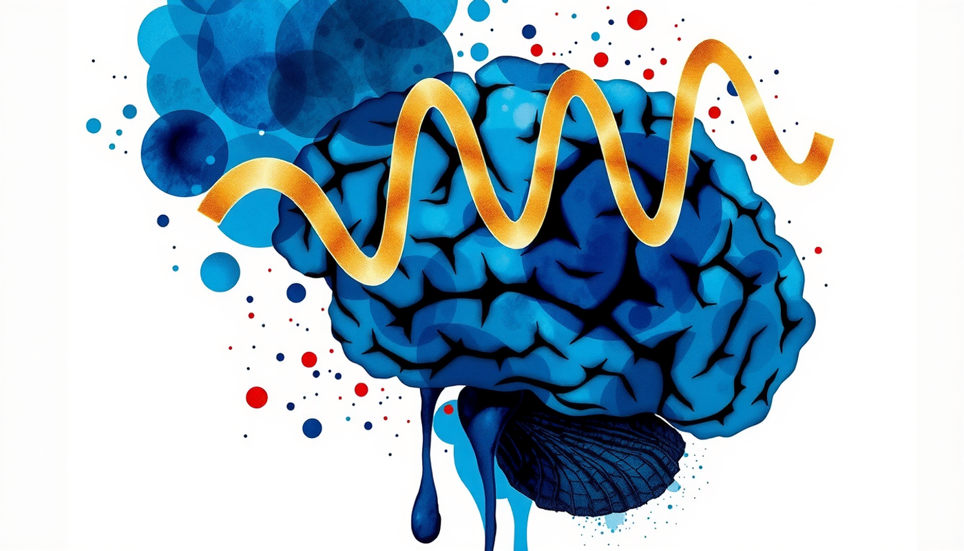 Brain with alpha waves forming a shield against distractor signals.