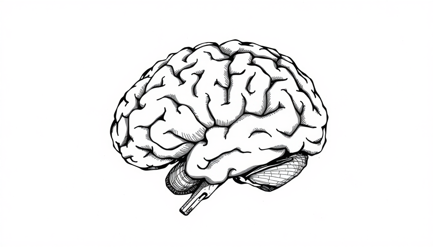 Leuchtende neuronale Bahnen im menschlichen Gehirn in sanften Blautönen.