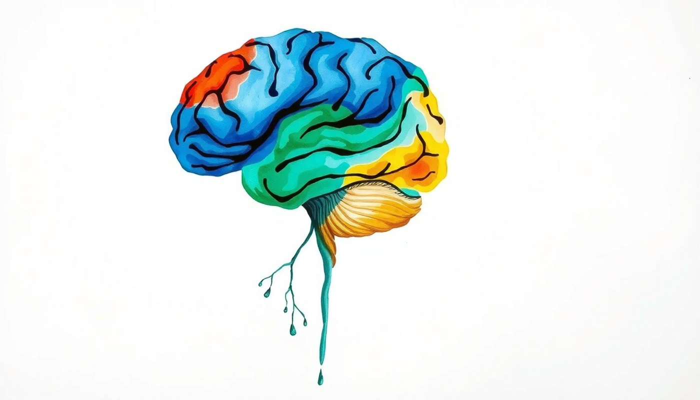 Cross-section of a brain highlighting glowing regions and neural pathways.