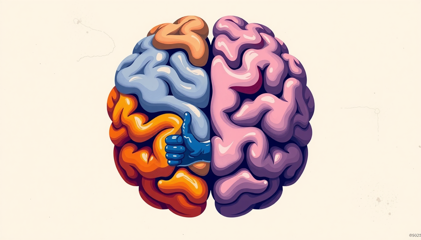 Brain split in half: fluent text vs. challenging text with neurons.