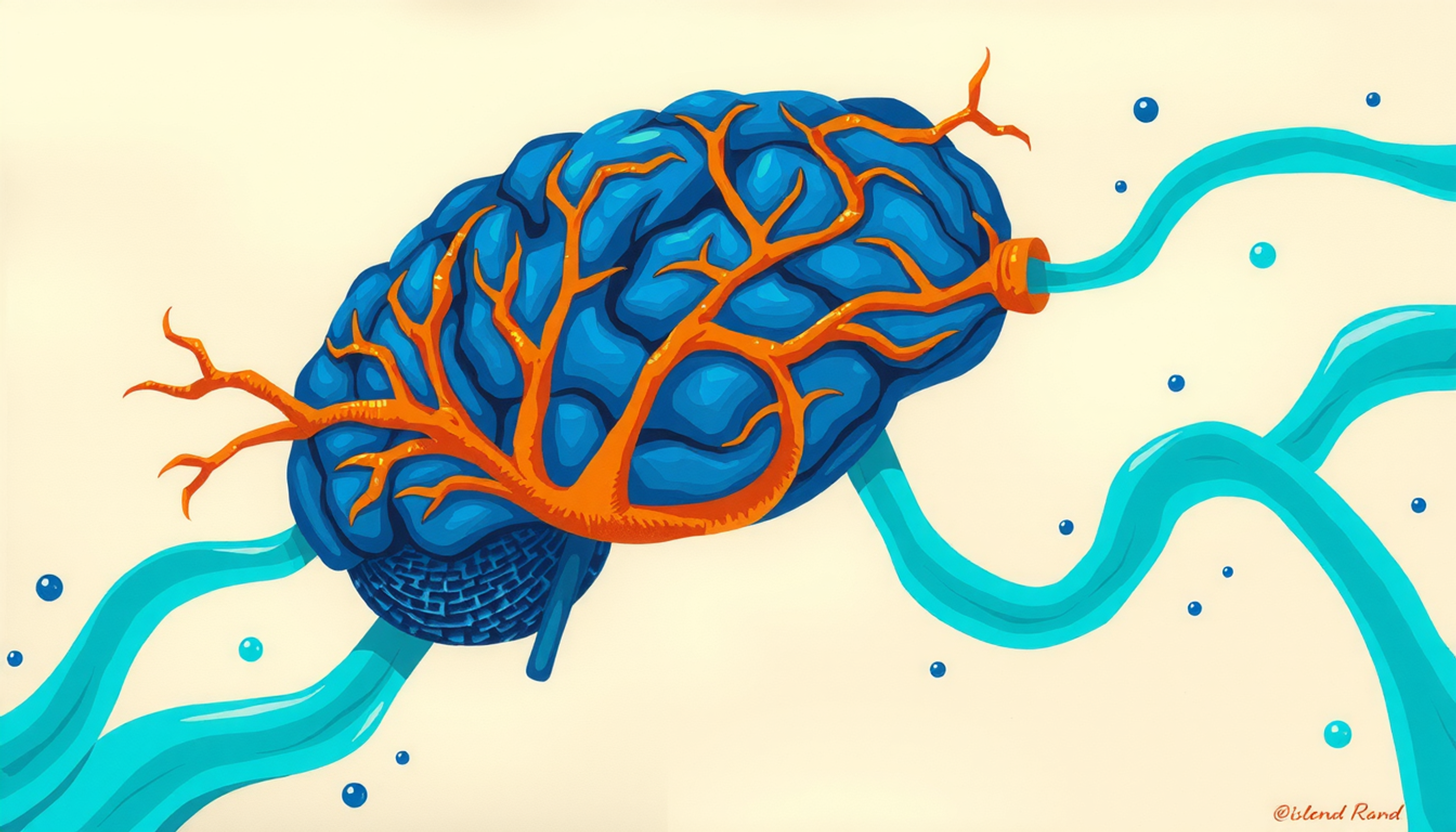 Cross-section of brain tissue during NREM sleep showing glymphatic clearance.