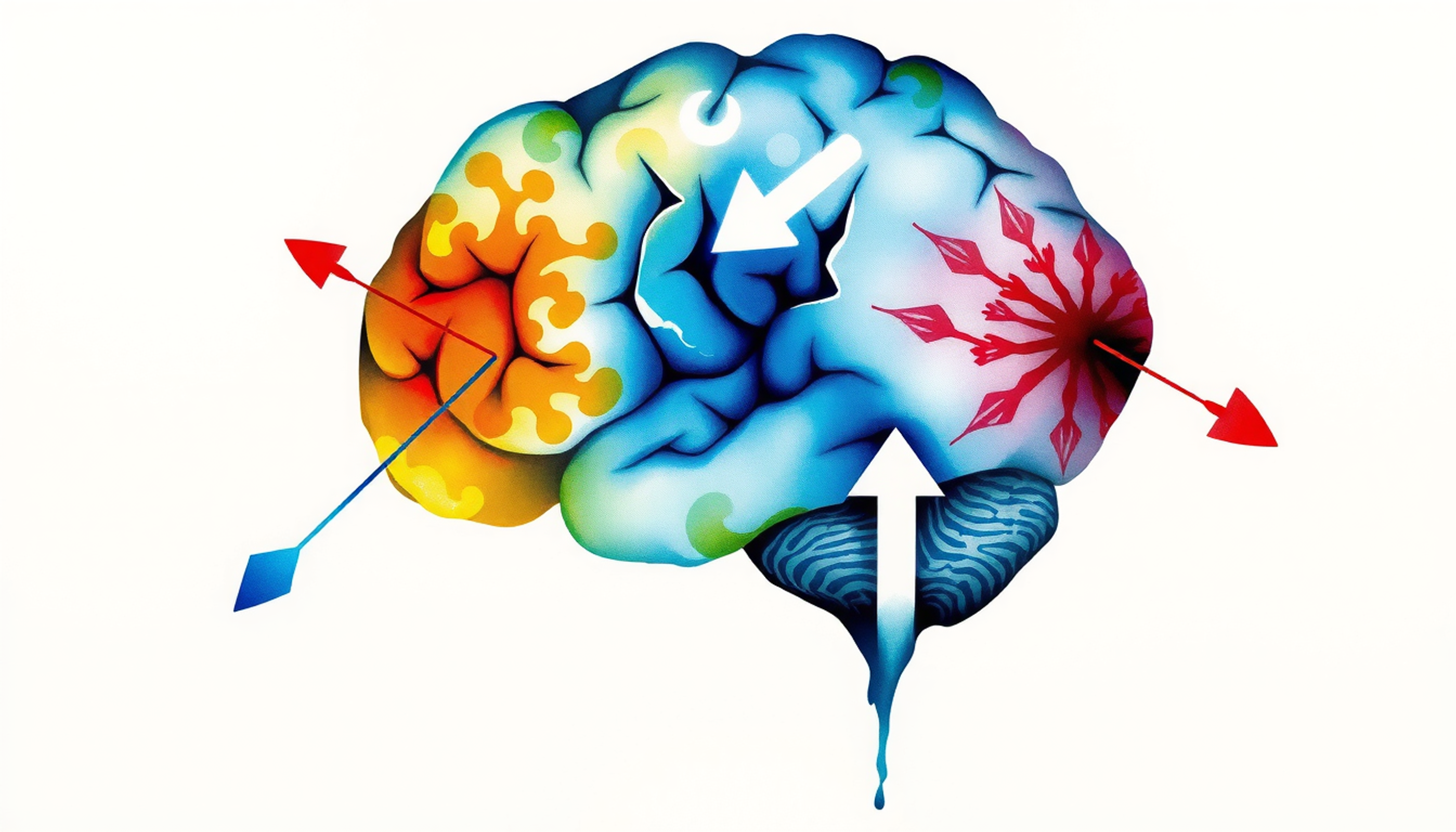 Cross-section of a brain highlighting hippocampus and prefrontal cortex connections.