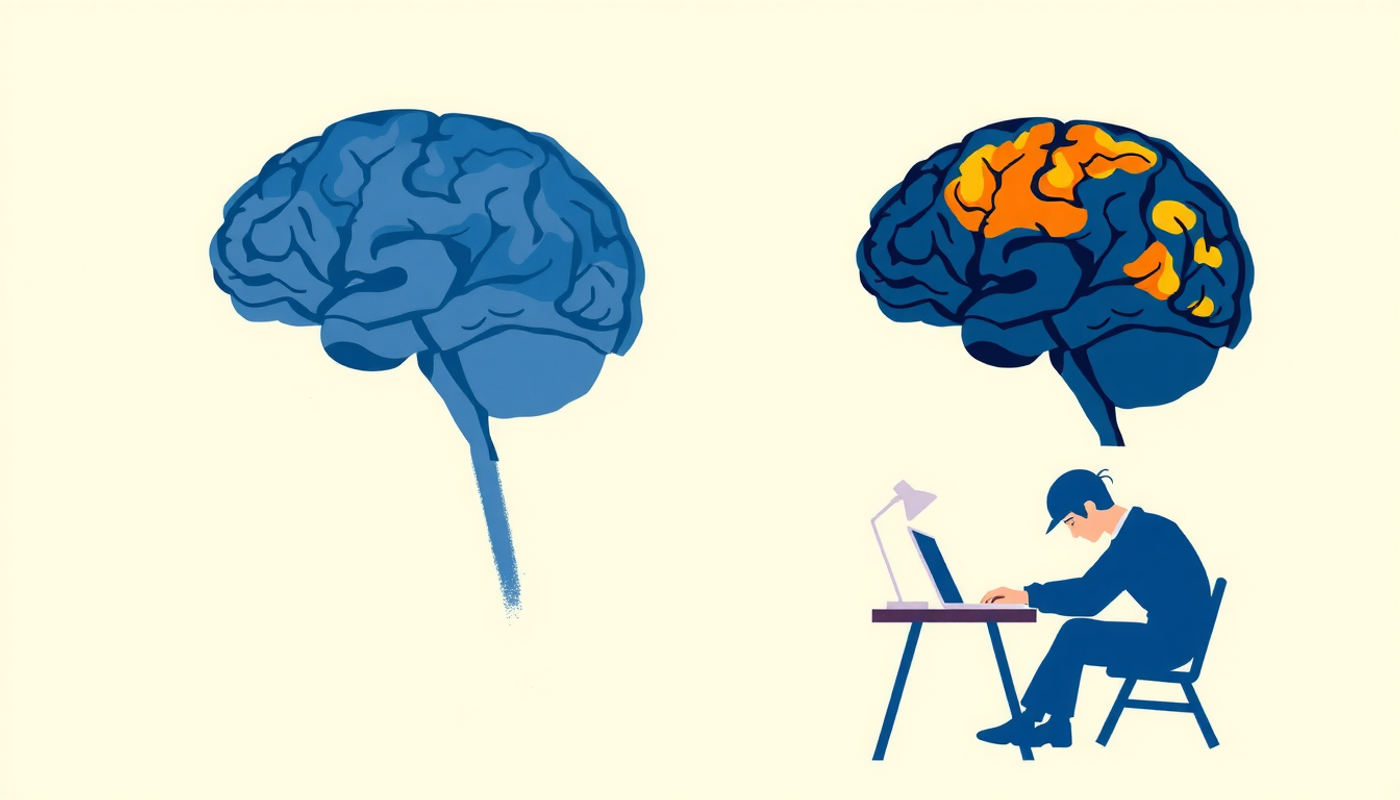 Before and after brain MRI comparison highlighting growth in language training.