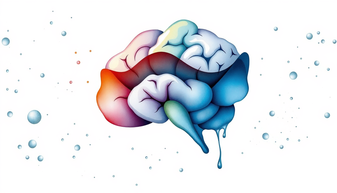 Cross-section of a sleeping brain with layered wave patterns.