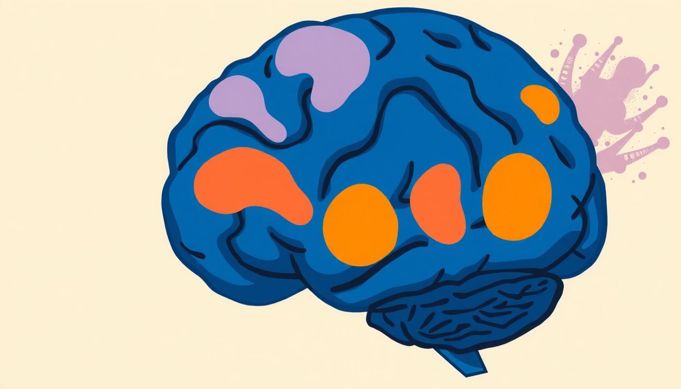 Brain regions activated by study techniques in soft colors.