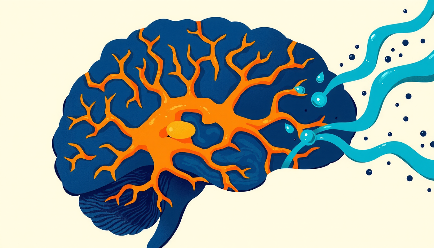 Cross-section of brain tissue during NREM sleep showing glymphatic clearance.