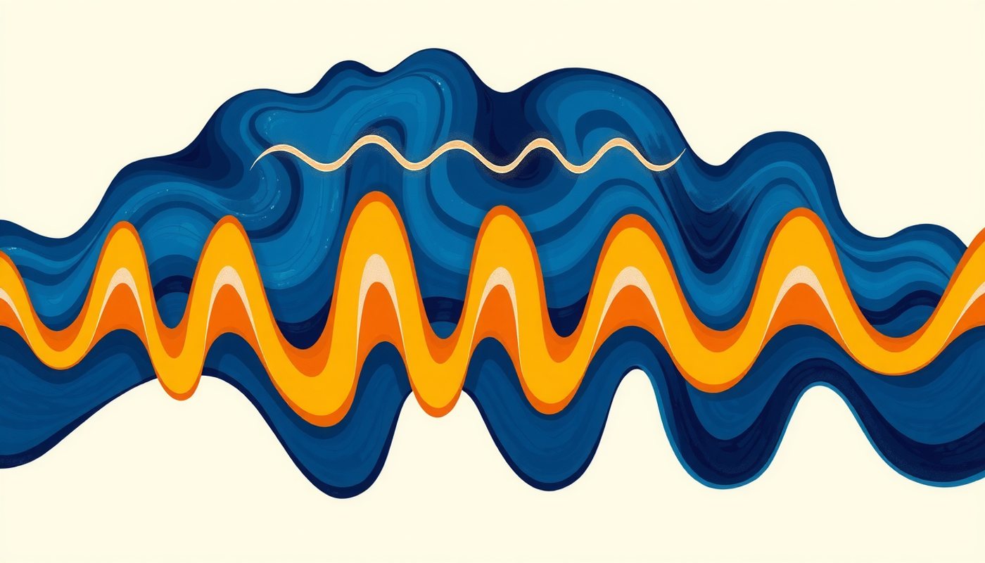 Abstract brain wave visualization during sleep with oscillations and spindles.