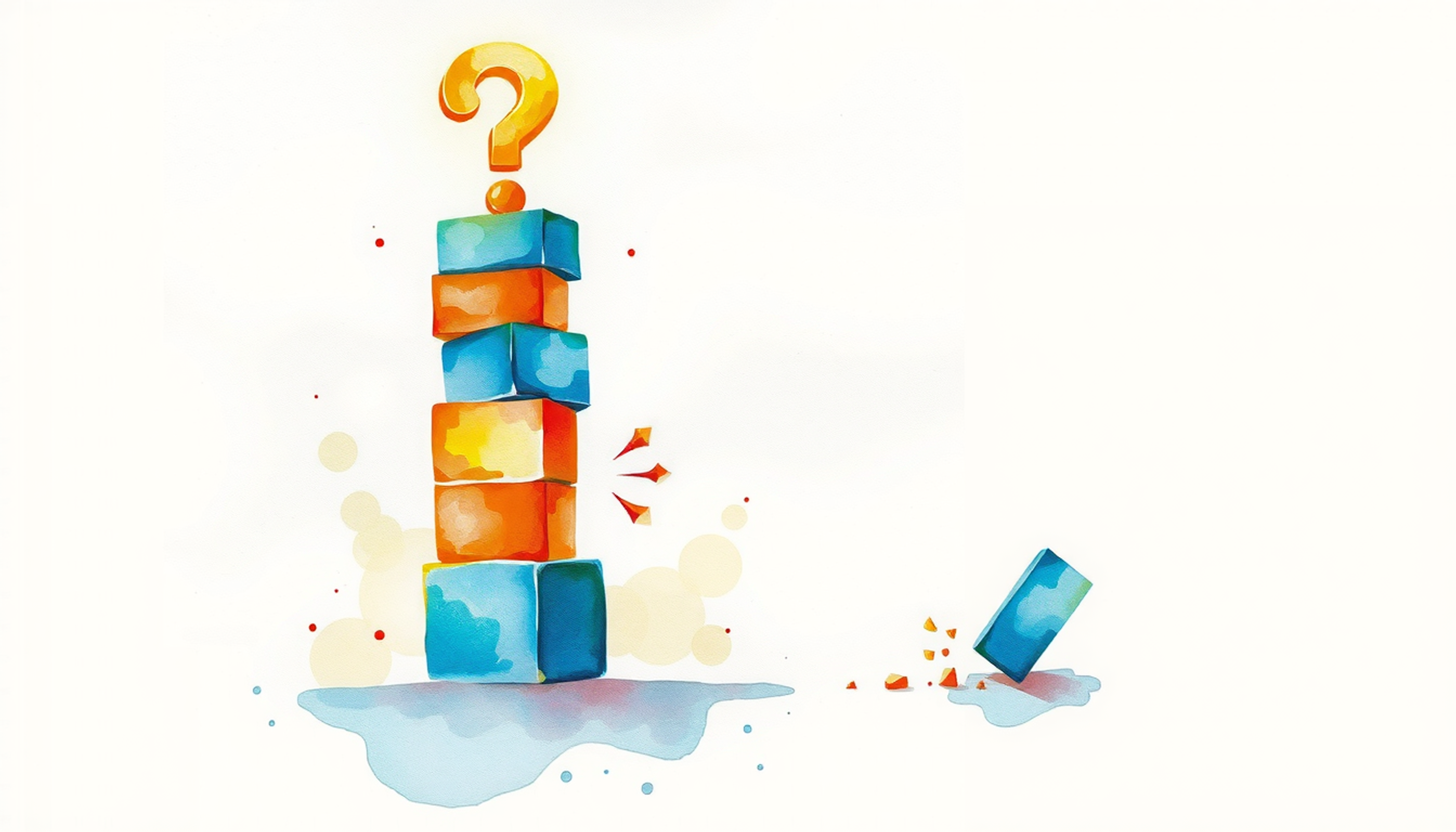Two stacks of building blocks showing strong and weak knowledge foundations.