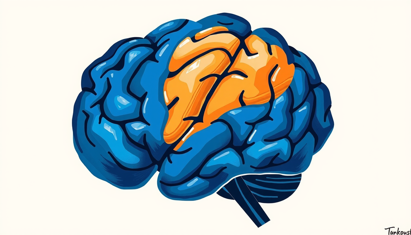 Cerveau humain avec connexions neuronales, zones étiquetées sur l'apprentissage.