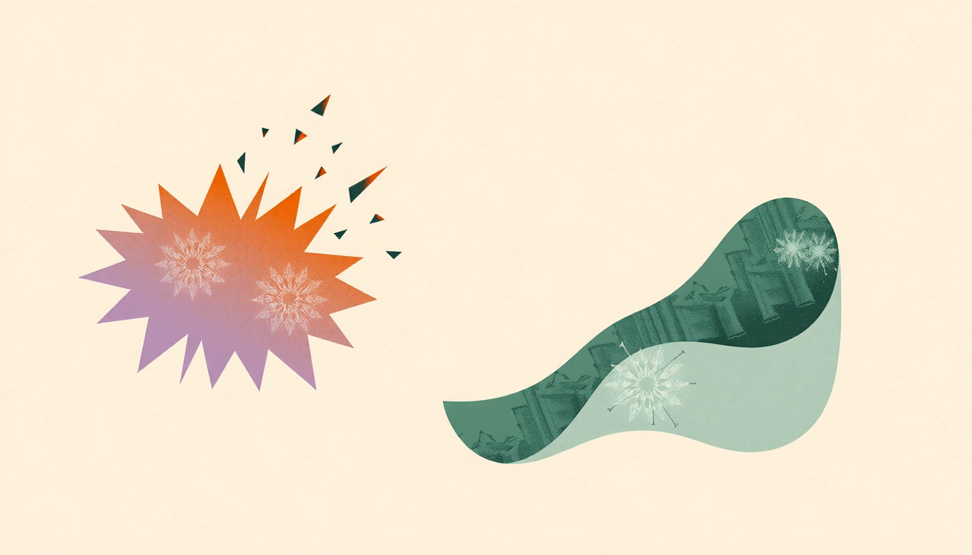 Frustrated student with flashcard software vs. relaxed student using modern app.